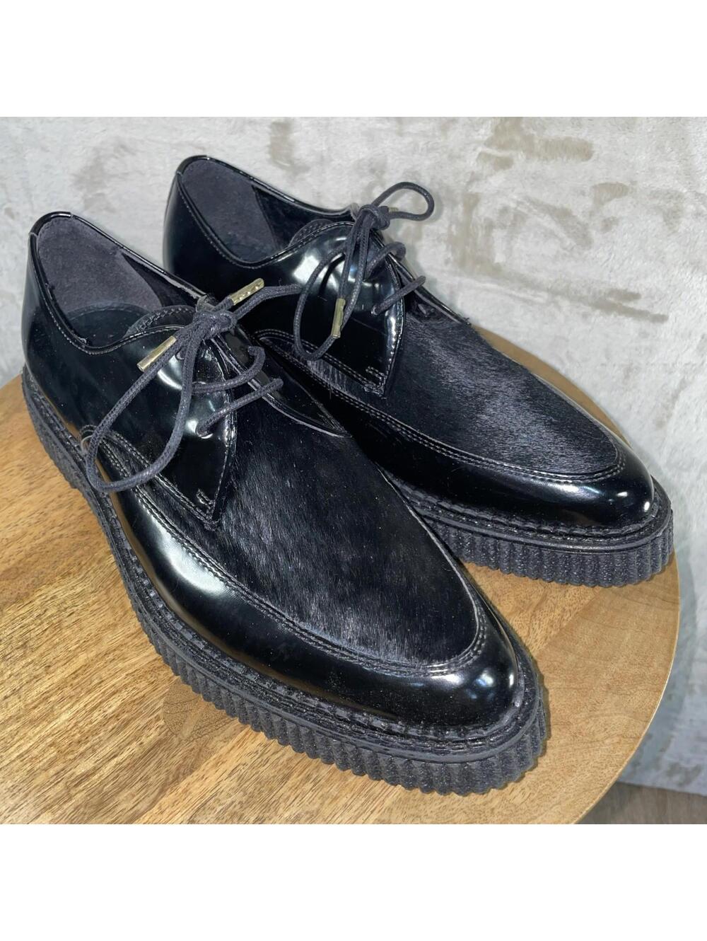 ZARA Man Black Dress Creeper Shoes With Faux Calf Hair Size (US 7) (EU 40) EUC